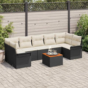 Set Divano da Giardino 8 pcs Nero e Crema polyrattan 3355961