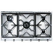 Smeg SRV596GH5 Estetica Contemporanea Piano Cottura a Gas 5 Fuochi Griglie in Ghisa 90 cm Acciaio Inox