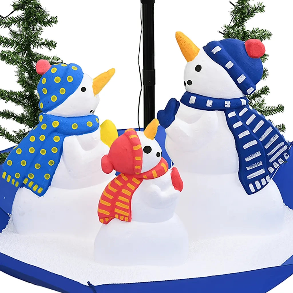 Albero di Natale con Nevicata e Base ad Ombrello Blu 170 cm PVC 289930