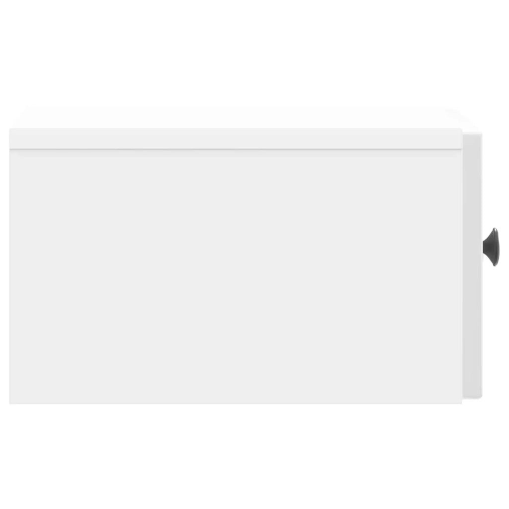 Set di 2 Comodini | Armadio da Notte | Mobiletto da notte a muro Bianco Lucido 33 x 34,5 x 20 cm
