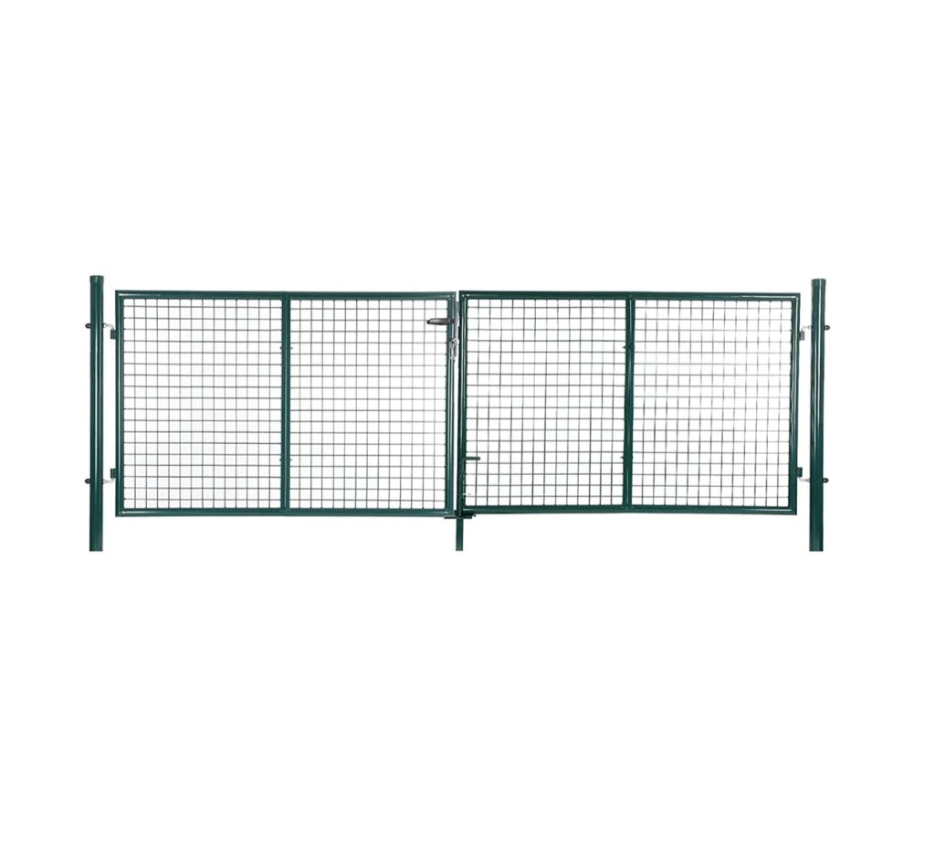 Cancello da giardino con serratura in rete metallica 150 x 320 cm verde 12_0001945