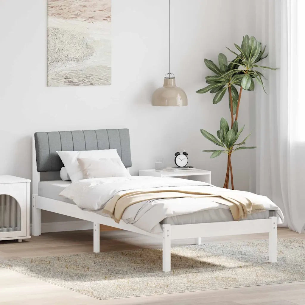 Struttura del Letto Bianco e grigio chiaro 75 x 190 cm 878723