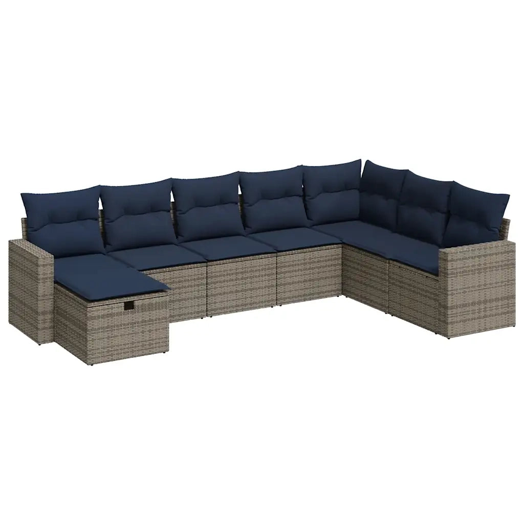Set Divano da Giardino 8 pz con Cuscini Grigio in Polyrattan 3325437
