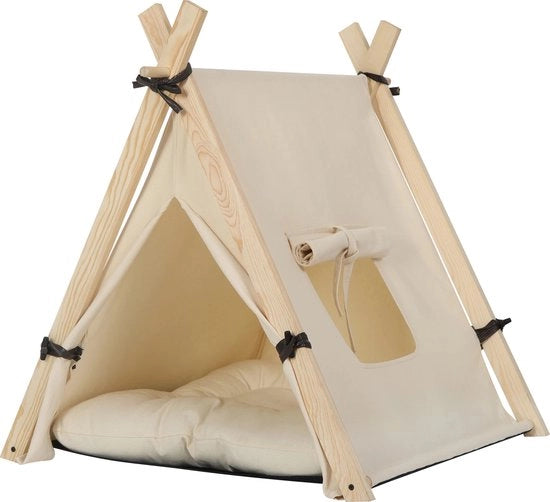 Tipi per cani / gatto - Casa per gatto / cane - Tenda con cuscino per cane - Beige, 45 x 45 x 55