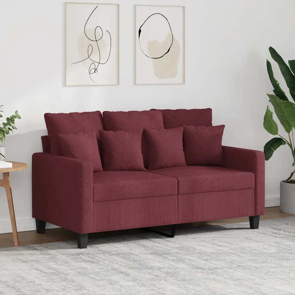 Divano a 2 Posti Rosso Vino 120 cm in Tessuto 359265