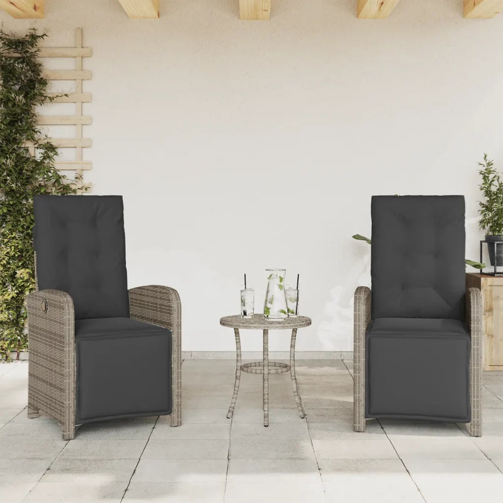 Set da Bistrò 3 pz con Cuscini Grigio in Polyrattan 365203
