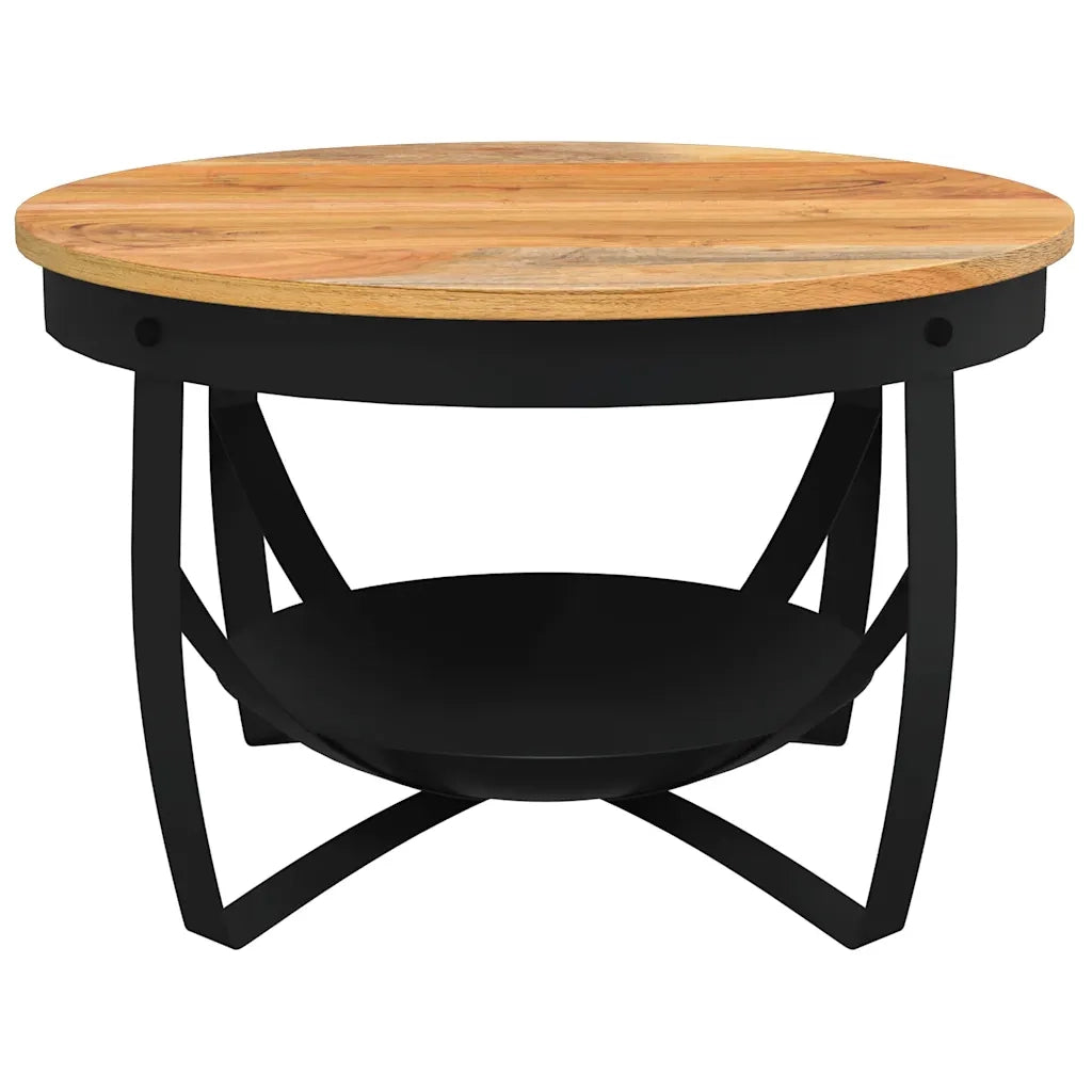 Tavolino da Salotto Ø68x43 cm in Legno Massello di Acacia