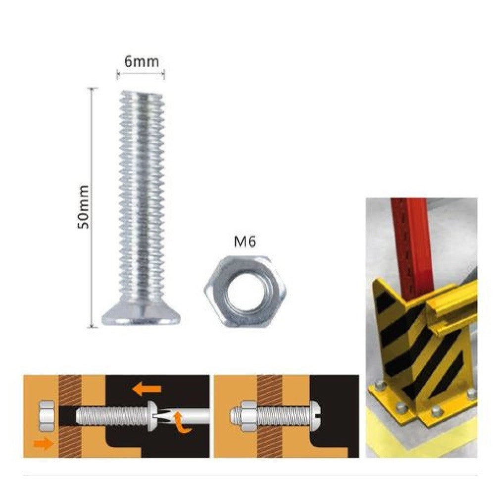 Trade Shop - Set 6 Pezzi Viti Vite Testa A Croce Piatta 6 X 50 Mm Con Dado Esagonale M6 90946 -