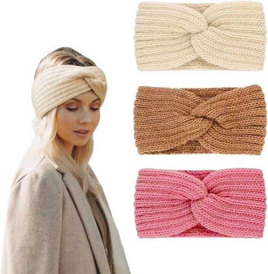 Set di 3 turbanti per capelli in lana per donne - accessori invernali per donne e ragazze