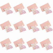 Set di Carte di Auguri - 12 pezzi - con Busta - Forma a Diamante - Progetto Minimalista - Riflesso Oro