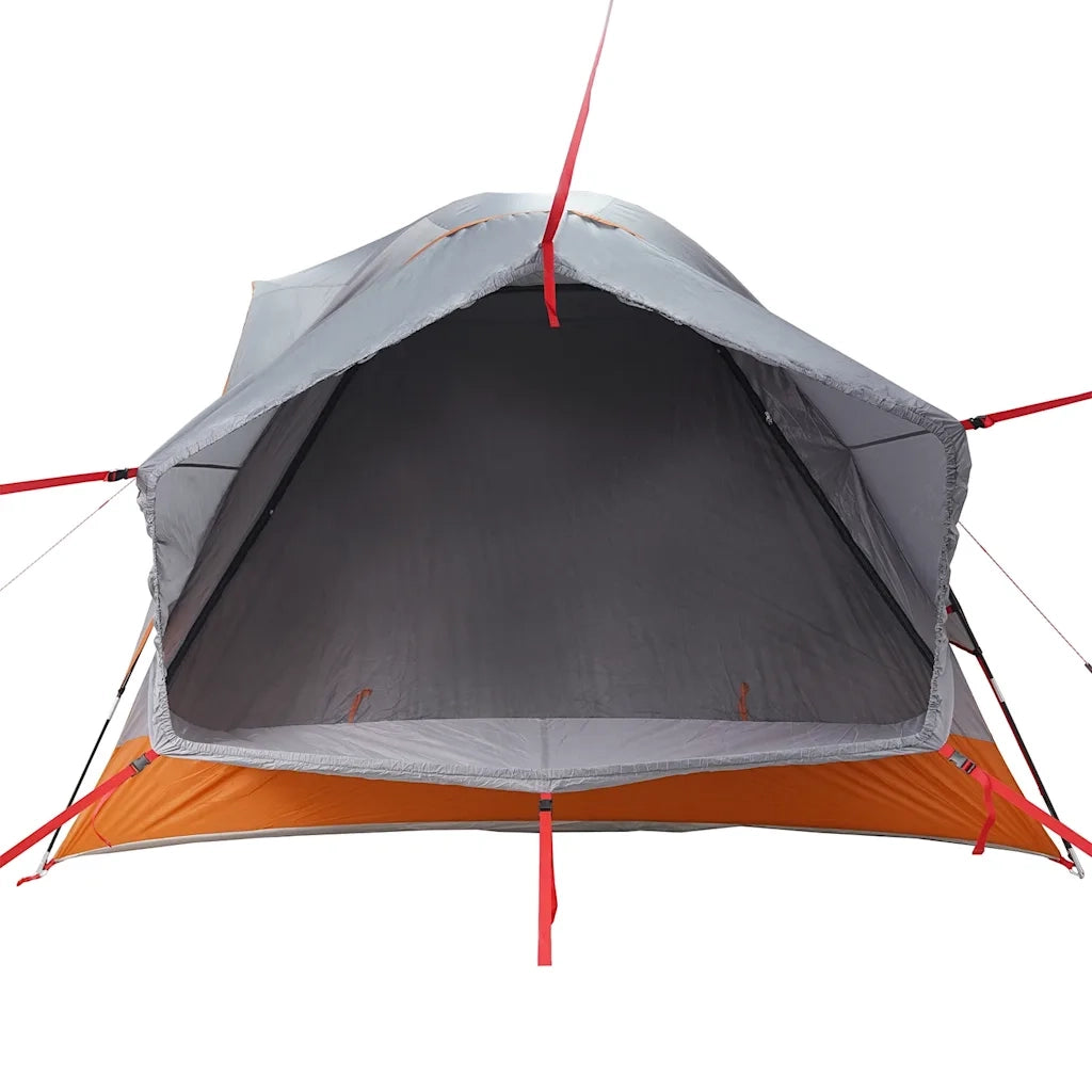 Tenda da Campeggio 4 Persone-Tenda per Escursionismo Grigio e Arancione Impermeabile 389115
