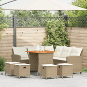 Set Divano da Giardino 6 pz con Cuscini a L Beige in Polyrattan