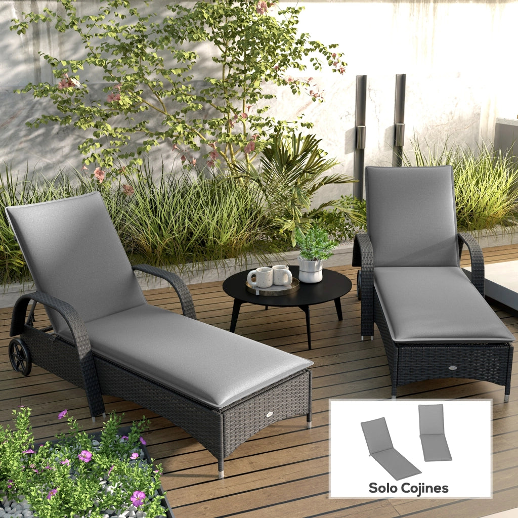 Cuscini per Lettini Giardino UV ¨C Minimal ¨C Grigio 193x58x6 cm