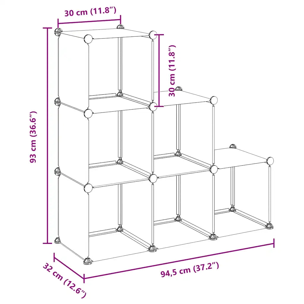 Organizzatore Portaoggetti con 6 Cubi Trasparenti in PP 340552