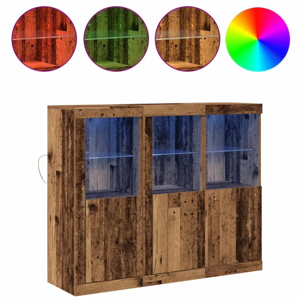 Madia LED 3 pcs Legno vecchio 123 x 37 x 100 cm 3333117
