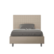 BS COM Letto una piazza e mezza senza rete imbottito 120x190 similpelle tortora