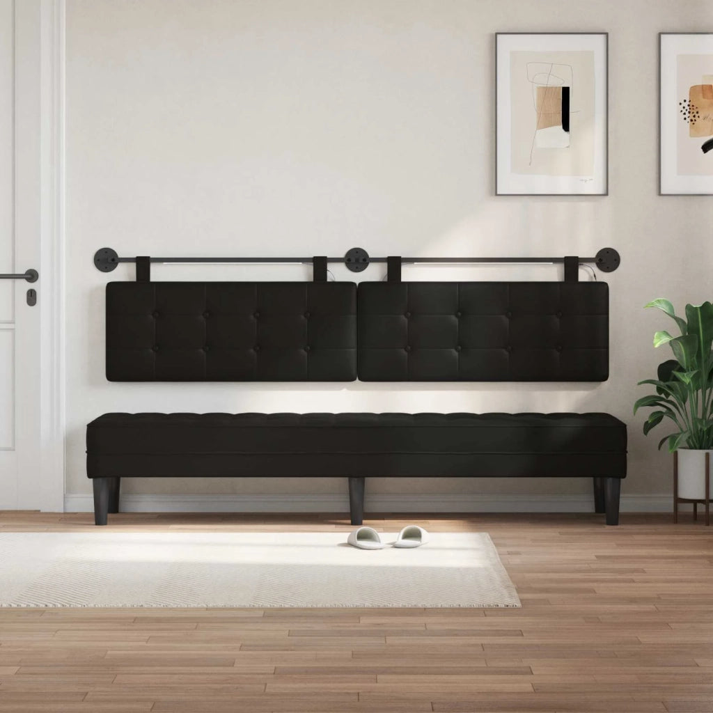 Testiera sospesa Con luce LED Nero Similpelle 3424510
