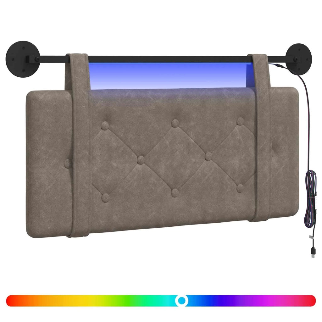 Testiera | Testata sospesa Con luce LED Grigio PU Antico