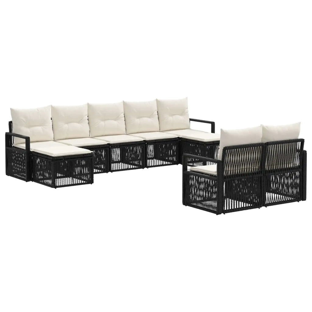 Set Divano da Giardino 9 pz Nero polyrattan 3435838