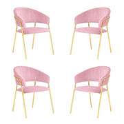 Sedie da sala da pranzo set da 4 Aurelia con schienale in velluto rosa