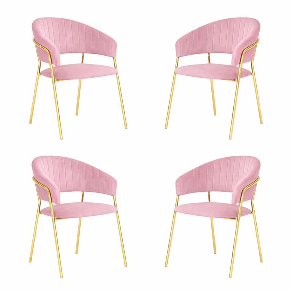 Sedie da sala da pranzo set da 4 Aurelia con schienale in velluto rosa