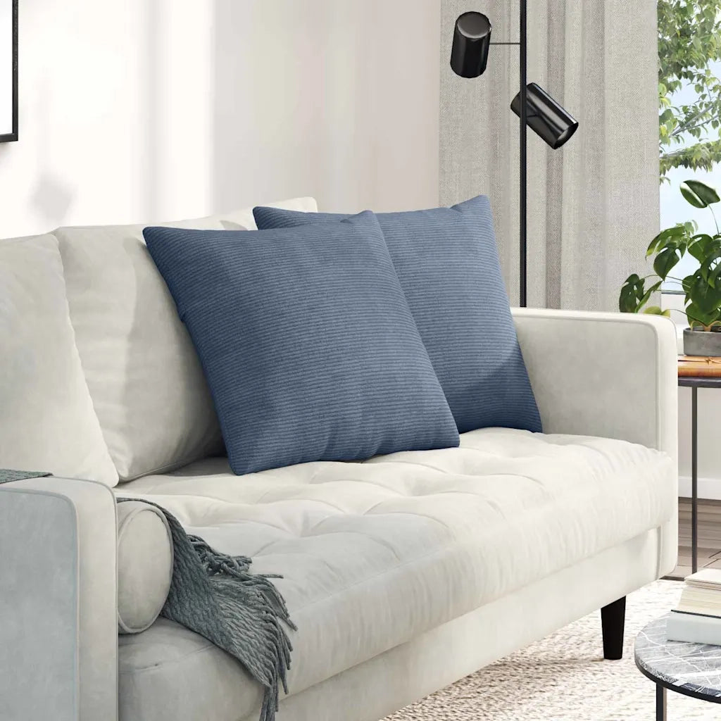 Cuscini da Divano 2 pz-Set di 2 Cuscini per Sofa Blu 50 x 50 cm Tessuto in Cords 871913