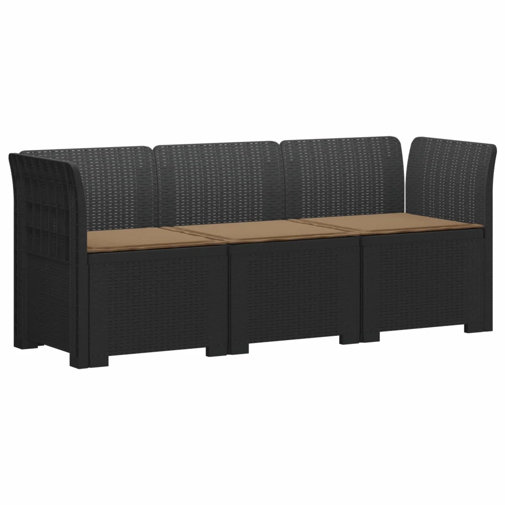 Divano da esterno-Divano da Giardino 3 posti con cuscini in look rattan PP 858602