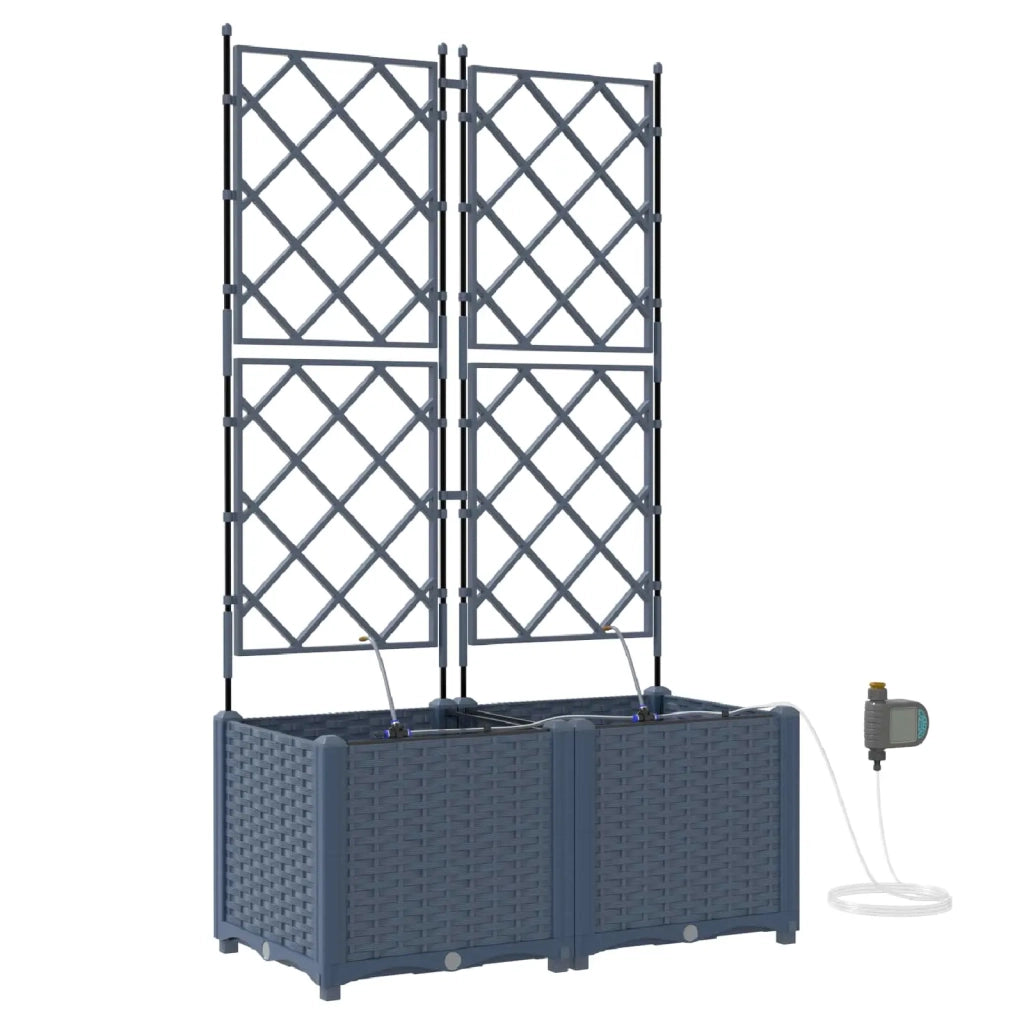 2 pz Fioriere | Cassetta per fiori | Vaso da giardino Grigio 80 x 40 x 142 cm Plastica