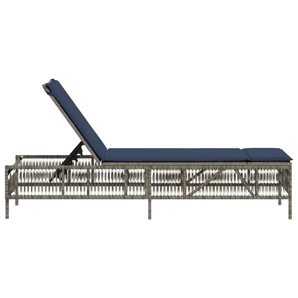 Lettino prendisole con Cuscino in Polyrattan Grigio 4002743