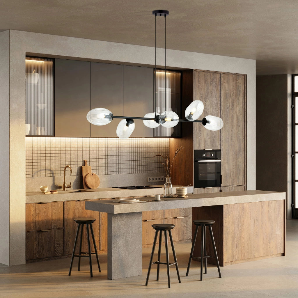Lampadario Emibig Pandora 6 luci E14 vetro trasparente