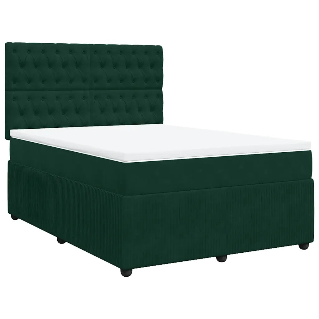 Giroletto a Molle con Materasso Verde Scuro 160x200 cm Velluto 3294691