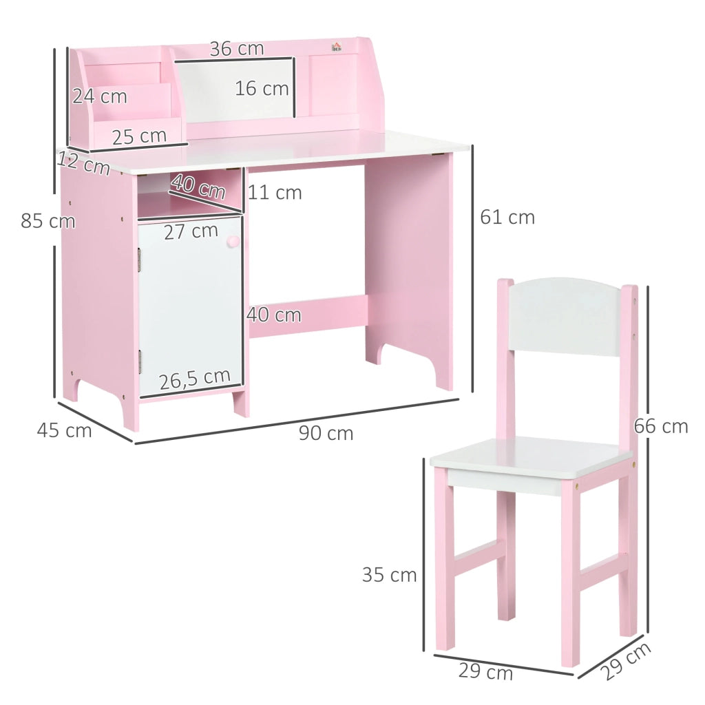 Scrivania Bambini con Sedia e Organizzatore ¨C Minimal ¨C 90x45x85 cm Rosa
