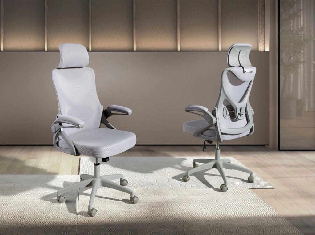 Sedia girevole da ufficio in tessuto grigio