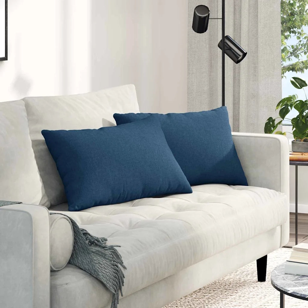 Cuscini da Divano 2 pz-Set di 2 Cuscini per Sofa Blu 60 x 40 cm Tessuto
