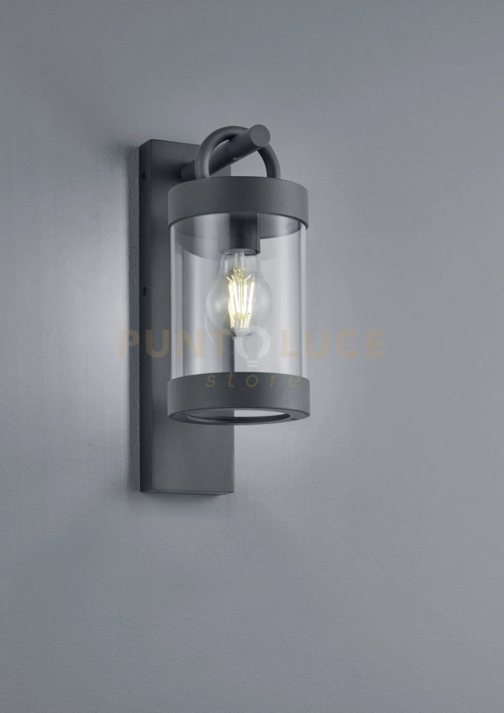 SAMBESI APPLIQUE LED DA ESTERNO LANTERNA CON SENSORE CREPUSCOLARE METALLO ANTRACITE H. 33CM 1 LUCE ATTACCO E27