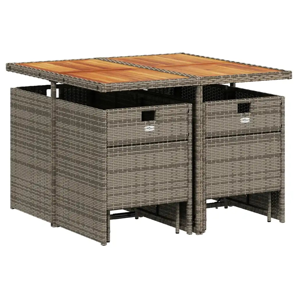 Set da pranzo da giardino da 9 pz con Cuscini in Polyrattan Grigio 3277732