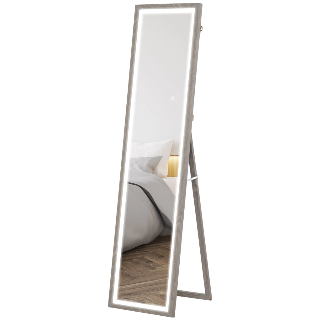 Specchio a Parete con Luce LED ¨C Minimal ¨C Grigio 40x160 cm