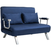 Divano letto estraibile 5 posti ¨C Minimal ¨C similpelle blu scuro con cuscini