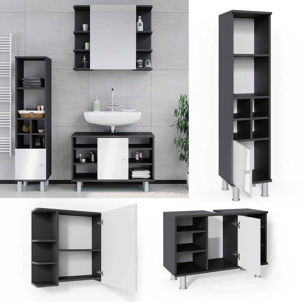 Vicco Set mobili bagno Antracite 3 parti