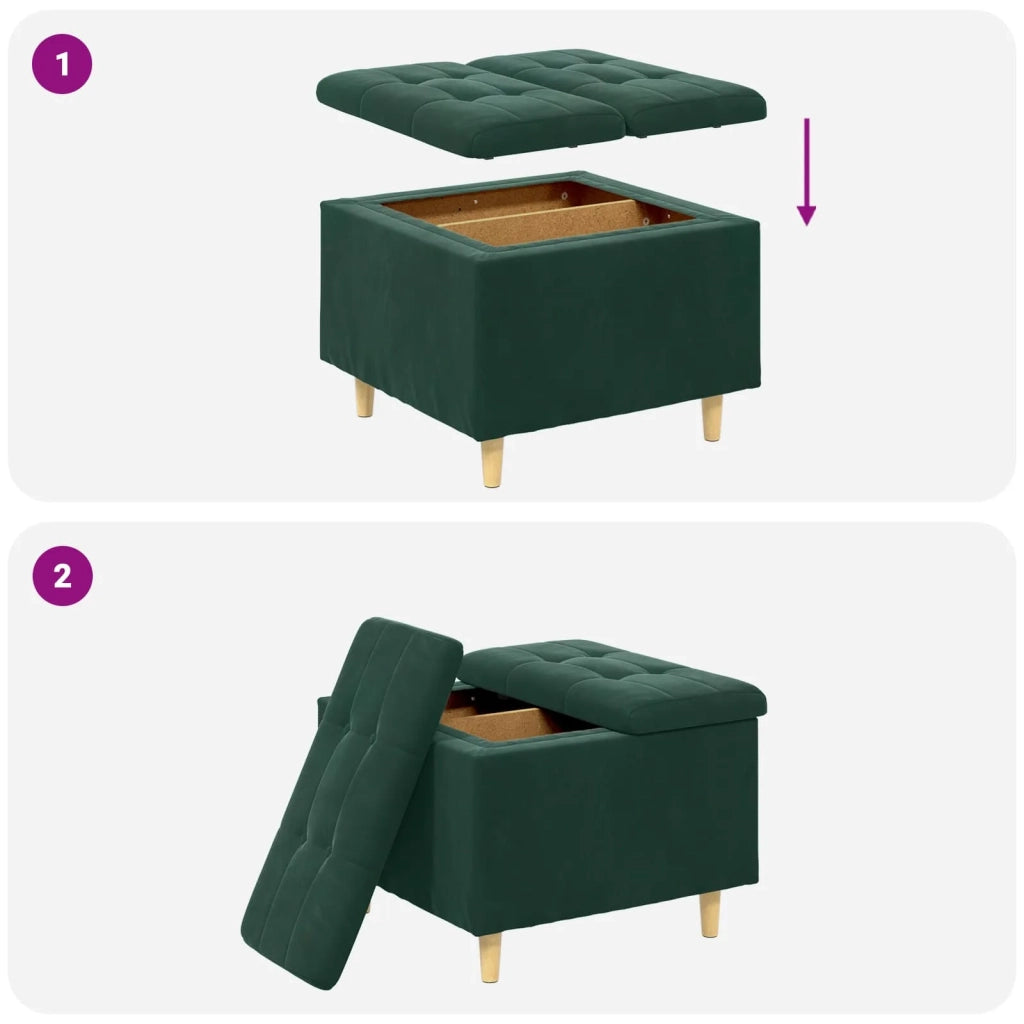 Pouf contenitore Verde Scuro 60 x 60 x 45 cm Velluto 876827