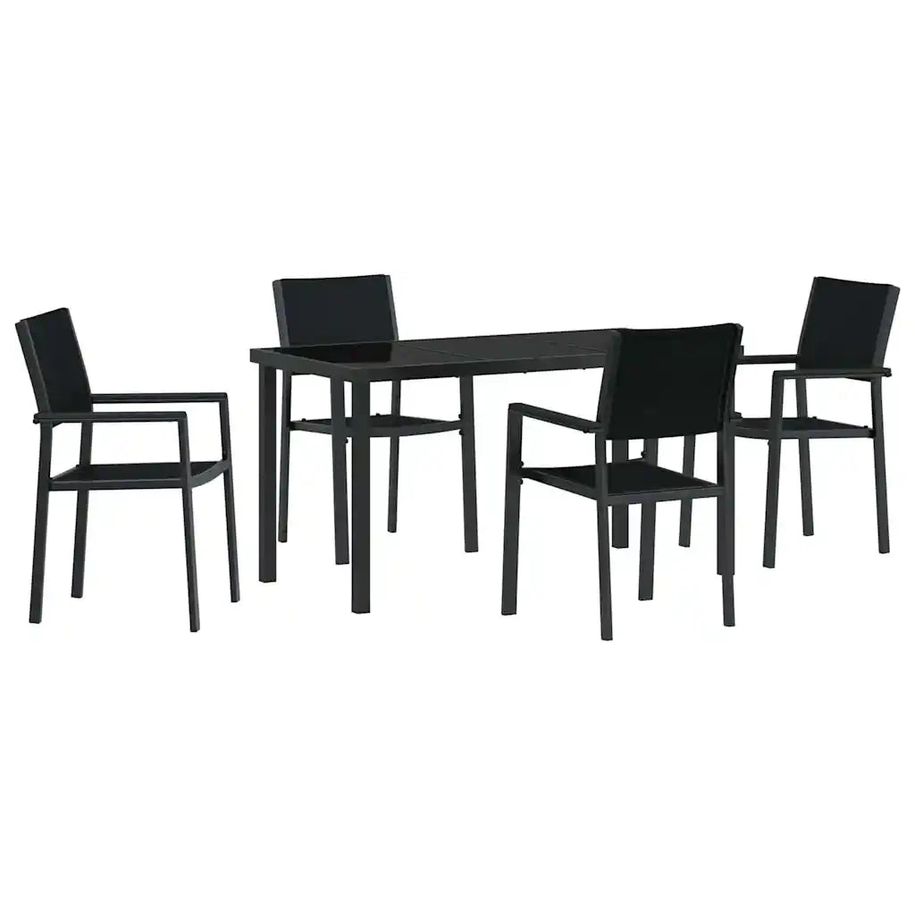 Set da Pranzo per Giardino 5 pcs Nero 3379151