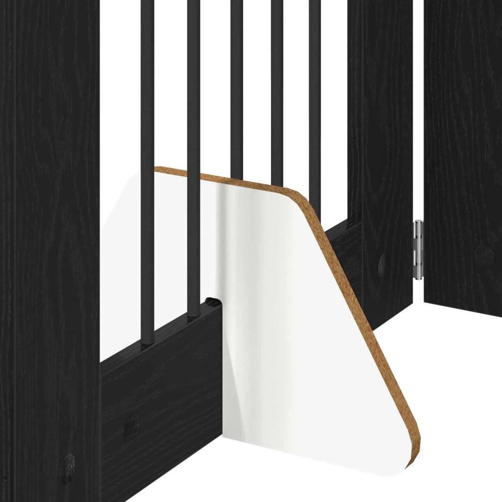 Cancello per cani pieghevole con supporti 2 pz Rovere Nero 892091