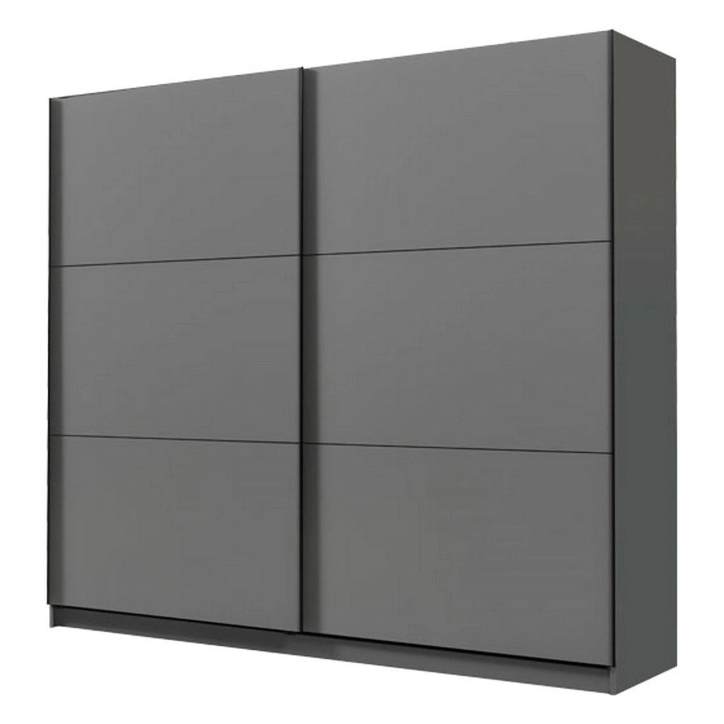 Armadio Camera da Letto Piateda, Guardaroba Grande 8 Ripiani, 217x210h cm Nero Antracite