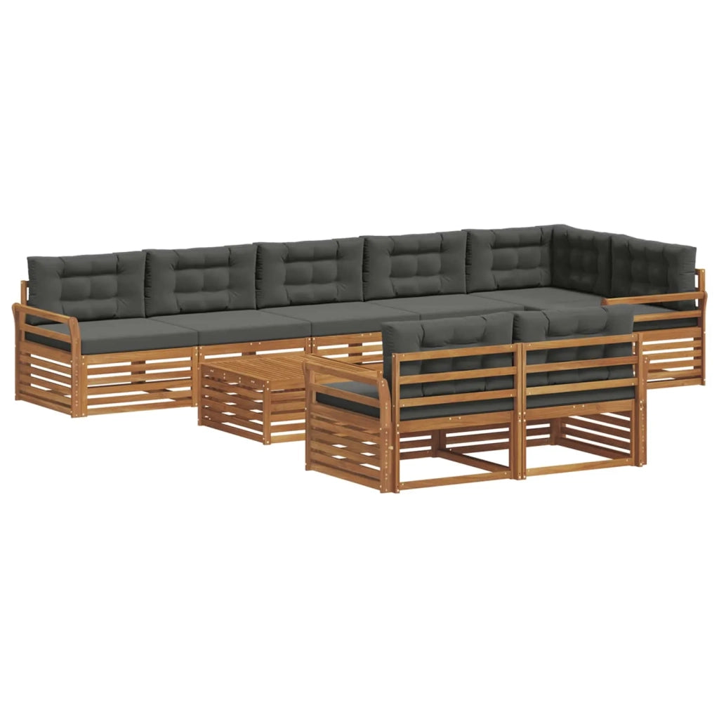 Set di divani da esterno con cuscino 9 pcs Naturale e Antracite 3373702