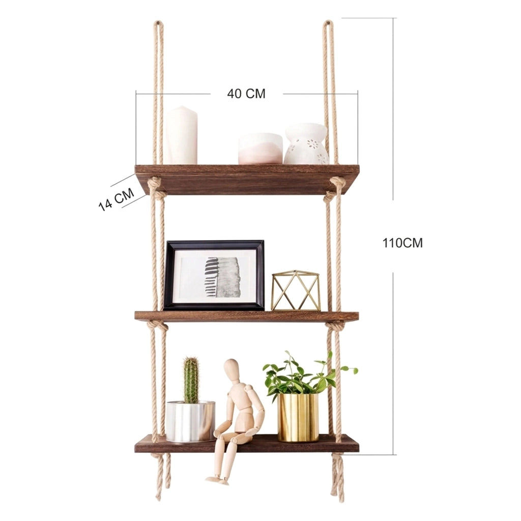 Corio, Mensola 3 Ripiani, 40x14x110h cm Marrone Noce