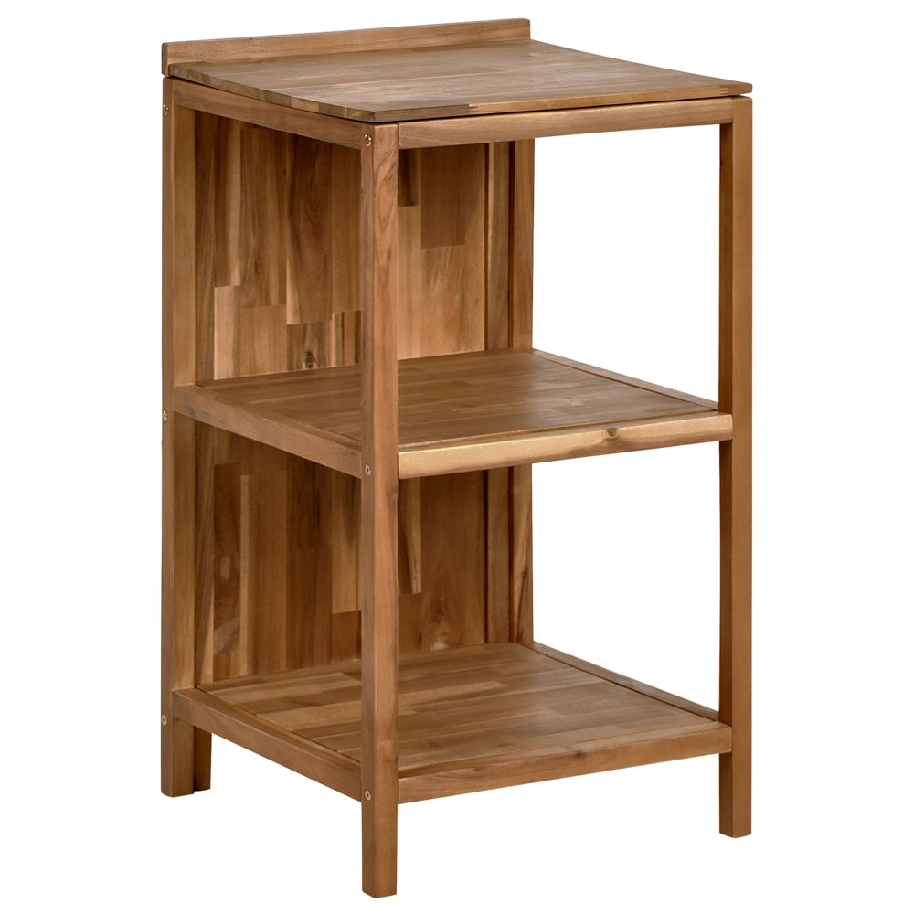Isola da cucina per esterni in legno di acacia marrone 2 ripiani con top 50 x 50 x 90 cm Giardino Cucina Pranzo