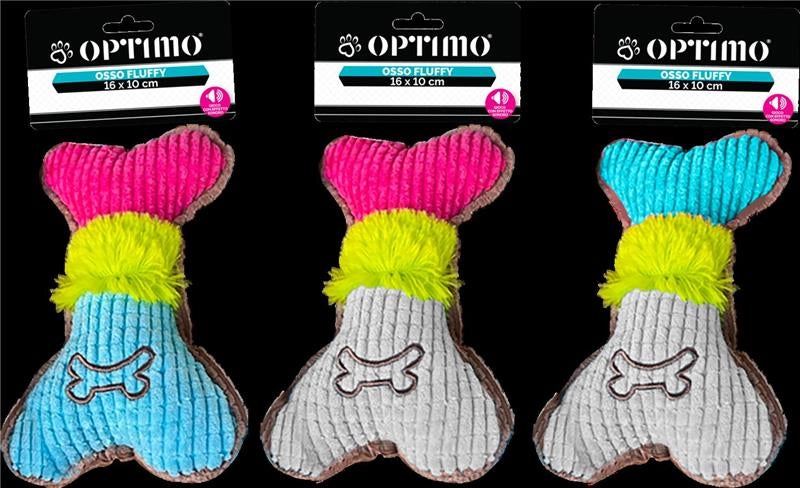 GIOCO PER ANIMALI A FORMA DI OSSO FUFFLY 16X10 CM MORBIDO TESSUTO IN COLORAZIONE ASSORTITA