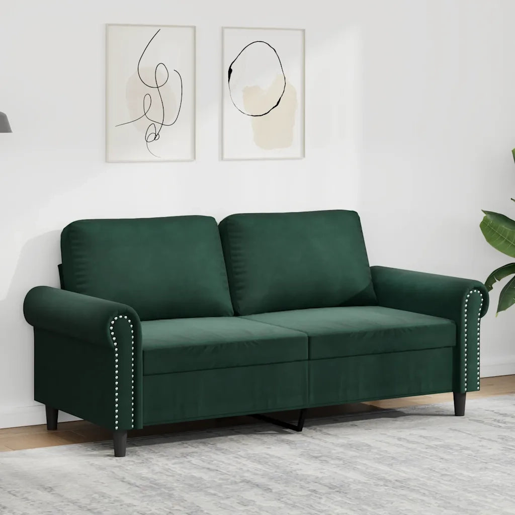 Divano a 2 Posti-Sofa 2 Posti Verde Scuro 140 cm in Velluto 631350