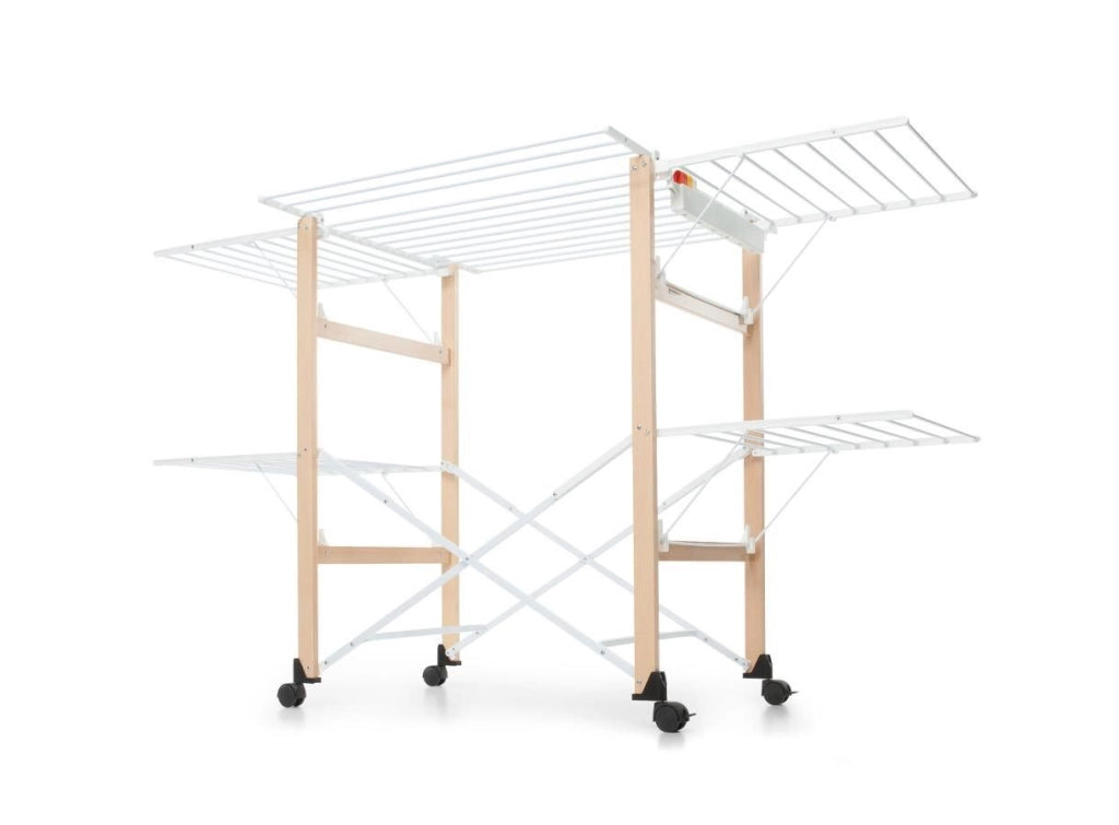 Foppapedretti GULLIVER EVO Stendibiancheria Pieghevole 27 m con Ruote Ripiegabile 14 cm colore Naturale