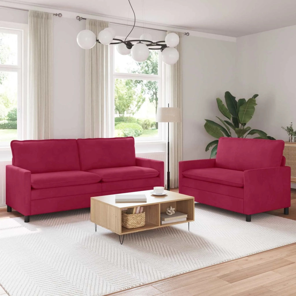 Set di divani 2 pcs Rosso Vino Velluto 3417131